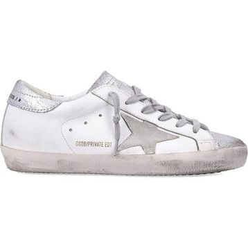 Golden Goose Super-Star GWF00101.F003523.11267 Beyaz Gri Süet Yıldızlı Gümüş Simli Deri Kadın Günlük Ayakkabı