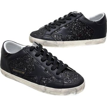 Golden Goose Super-Star LAB GWF00108.F005111.90100 Siyah Nappa Deri ve Simli Kadın Günlük Ayakkabı
