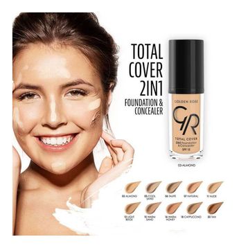 Golden Rose 03 Total Cover 2in1 Foundation Concealar 2'si 1 Arada Fondöten Kapatıcı