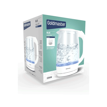 Goldmaster Blue Beyaz 2200 Watt 1.7 L Işıklı Cam Kettle Su Isıtıcı