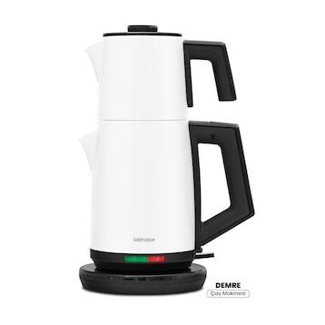 Goldmaster Demre Süt Beyazı XL 30 Bardak Kapasiteli 2200 Watt Paslanmaz Çelik Çay Makinesi ve Su Isıtıcısı