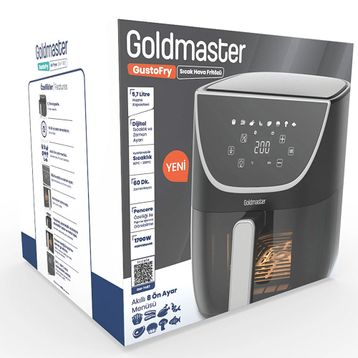 Goldmaster GM-7487 Gustofry 7.6 lt 1700W XL Dokunmatik 8 Ön Ayarlı Cam Kapaklı Hazne Aydınlatmalı Airfryer
