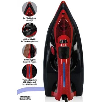 Goldmaster GM-7633K Turbojet Kırmızı 2400 W Buharlı Ütü