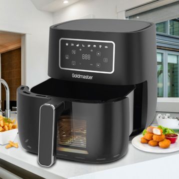 Goldmaster Versay 5.7 lt XL 1700W Dokunmatik 8 Ön Ayarlı Cam Kapaklı Hazne Aydınlatmalı Airfryer Sıcak Hava Fritözü