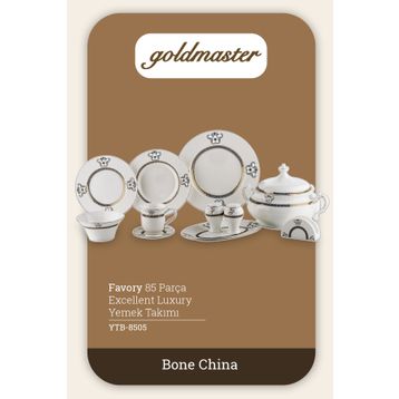 Goldmaster YTB8505 Favory 85 Parça 12 Kişilik Excellent Bone China Yemek Takımı