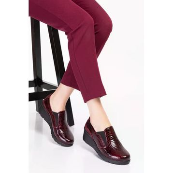 Gondol ESFA.4052-Bordo Croco Hakiki Deri Anatomik Taban Rahat Ayakkabı