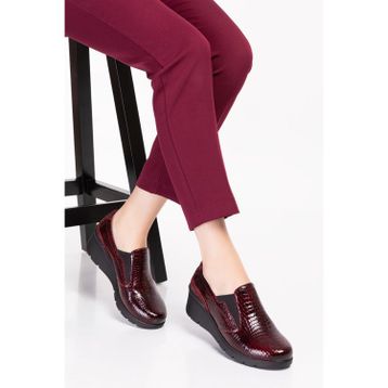 Gondol ESFA.4052-Bordo Croco Hakiki Deri Anatomik Taban Rahat Ayakkabı
