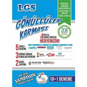 Gönüllüler Karması 2021 8. Sınıf LGS Tüm Dersler 10+1 Deneme Seti Gönüllüler Karması