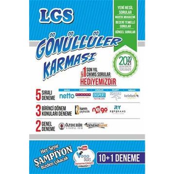 Gönüllüler Karması 2021 8. Sınıf LGS Tüm Dersler 10+1 Deneme Seti Gönüllüler Karması