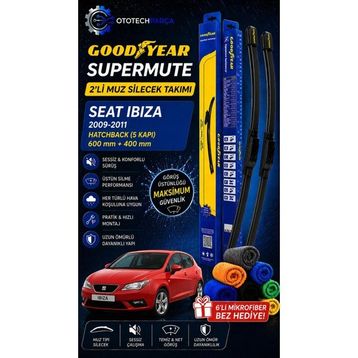 Goodyear Seat Ibiza Supermute 2009-2011 Hatchback 5 Kapı 600+400 mm 2'li Muz Silecek Takımı