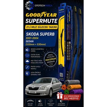 Goodyear Skoda Superb Supermute 2001-2004 Sedan 530 + 530 mm 2'li Muz Silecek Takımı