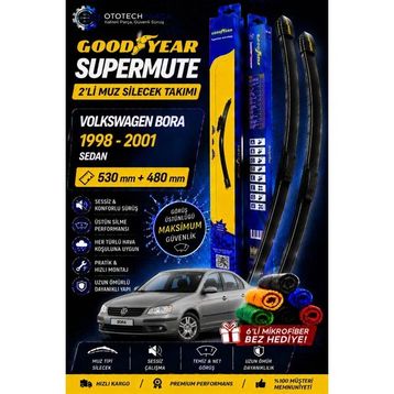 Goodyear Volkswagen Bora Supermute 1998-2001 Sedan 530+480 mm 2'li Muz Silecek Takımı