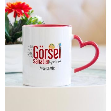 Görsel Sanatlar Öğretmeni Kalpli Kupa Bardak