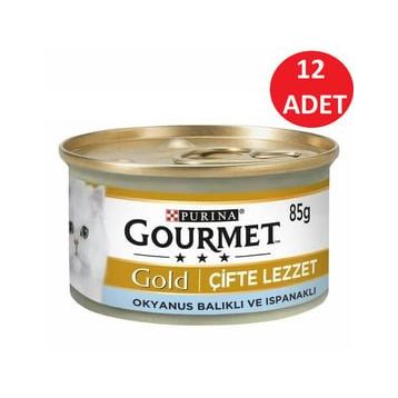 Gourmet 12x85 gr Gold Çifte Lezzet Okyanus Balıklı ve Sebzeli Kedi Yaş Maması