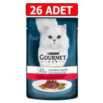 Gourmet 26x85 gr Perle Izgara Sığır Yaş Kedi Maması Konserve