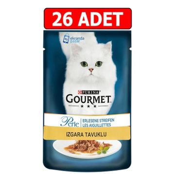 Gourmet 26x85 gr Perle Izgara Tavuklu Yaş Kedi Maması Konserve