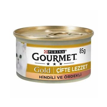 Gourmet Gold 12x85 gr Çifte Lezzet Parça Etli Hindili Ördekli Yetişkin Kedi Konservesi