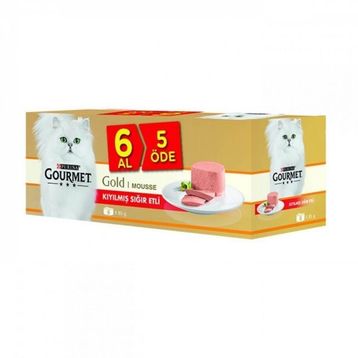 Gourmet Gold Kıyılmış Sığır Etli Yetişkin 6x85 gr Kedi Konserve Maması