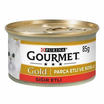 Gourmet Gold Parça Etli Soslu Sığır Etli 85 gr Yetişkin Kedi Konservesi