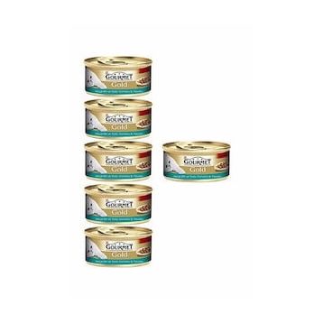 Gourmet Gold Parça Etli Ve Soslu Somonlu Tavuklu 85 gr 6 Al 5 Öde Yaş Kedi Maması