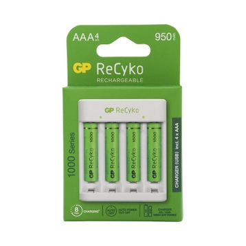GP 1000 Serisi 950 mAh AAA 4'lü Şarj Edilebilir İnce Kalem Pil + E411 Usb Şarj Cihazı
