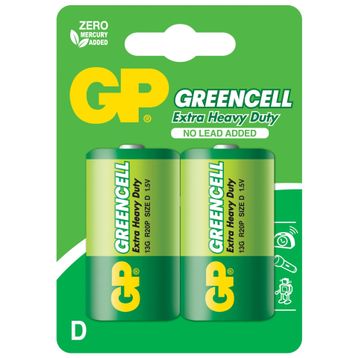 GP Greencell Extra Heavy Duty D 2'li Çinko Karbon Büyük Pil