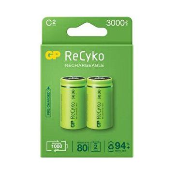 GP Recyko 3000 mAh C 2'li Şarj Edilebilir Orta Boy Pil