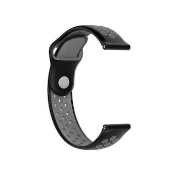 Gpack Amazfit GTS 2E Delikli Çift Renk Silikon Siyah Kordon