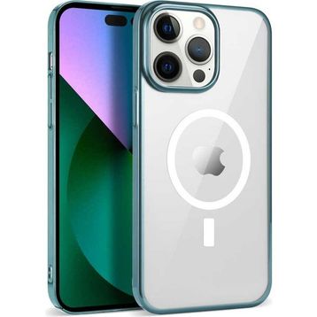 Gpack Apple iPhone 14 Pro Pixel Magsafeli Sert Plastik Rubber Kapak Mavi Kılıf