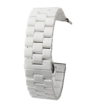 Gpack Apple Watch 4 5 38 mm Parlak Seramik Kaplama Metal ZR Beyaz Kordon