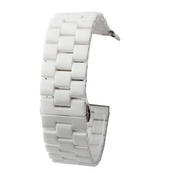 Gpack Apple Watch 4 5 38 mm Parlak Seramik Kaplama Metal ZR Beyaz Kordon