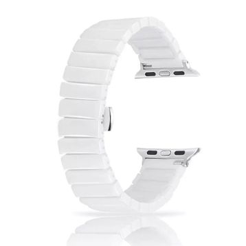 Gpack Apple Watch 4 5 40 mm Parlak Seramik Kaplama Metal ZR Beyaz Kordon