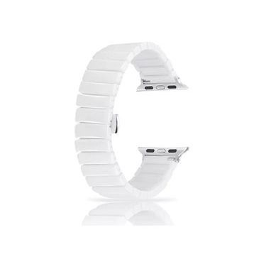 Gpack Apple Watch 6 44 mm Parlak Seramik Kaplama Metal ZR Beyaz Kordon