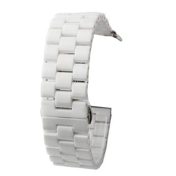 Gpack Apple Watch 6 44 mm Parlak Seramik Kaplama Metal ZR Beyaz Kordon