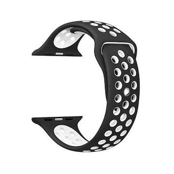 Gpack Apple Watch 7 45 mm Delikli Çift Renk Silikon Gri Koyu Kordon