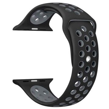 Gpack Apple Watch 7 45 mm Delikli Çift Renk Silikon Gri Koyu Kordon