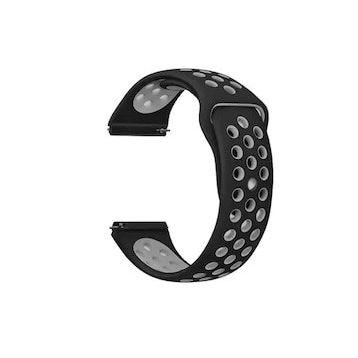 Gpack Garmin Forerunner 55 Delikli Çift Renk Silikon Gri Kordon