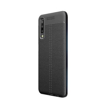 Gpack MHR1530485936 Samsung Galaxy A7 2018 Niss Deri Görünümlü Silikon Cep Telefonu Kılıf