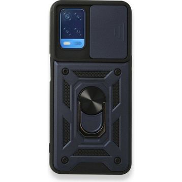 Gpack Oppo A54 4G Tank Aramid Sürgülü Vega Yüzüklü Lacivert Kılıf