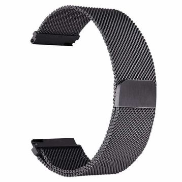 Gpack Oppo Watch 46 mm Hasır Metal Örgülü Ayarlanabilir Siyah Kordon