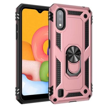 Gpack Samsung Galaxy A01 Core Vega Tank Koruma Standlı Yüzüklü Mıknatıslı Kırmızı Cep Telefonu Kılıfı