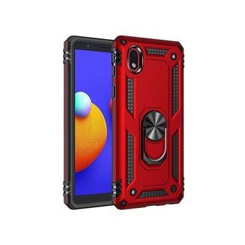 Gpack Samsung Galaxy A01 Core Vega Tank Koruma Standlı Yüzüklü Mıknatıslı Kırmızı Cep Telefonu Kılıfı