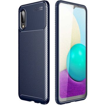 Gpack Samsung Galaxy A02S Negro Karbon Dizayn Silikon Lacivert Cep Telefonu Kılıfı