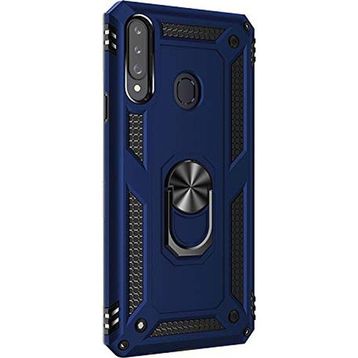 Gpack Samsung Galaxy A20s Çift Katman Zırh Koruma Yüzüklü Vega Nano Ekran Koruyucu Lacivert Cep Telefonu Kılıf