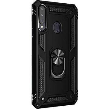 Gpack Samsung Galaxy A20s Çift Katman Zırh Koruma Yüzüklü Vega Nano Ekran Koruyucu Siyah Cep Telefonu Kılıf