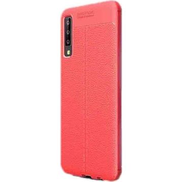 Gpack Samsung Galaxy A50 Niss Deri Görünümlü Kırmızı Silikon Kılıf