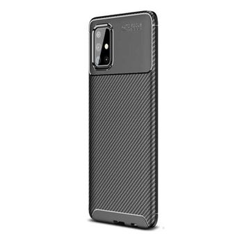 Gpack Samsung Galaxy A51 Negro Karbon Dizayn Siyah Silikon Cep Telefonu Kılıf
