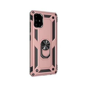Gpack Samsung Galaxy A71 Vega Standlı Yüzüklü Mıknatıslı Nano Glass Kırmızı Cep Telefonu Kılıf