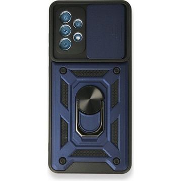 Gpack Samsung Galaxy A72 Tank Aramid Sürgülü Vega Yüzüklü Lacivert Kılıf