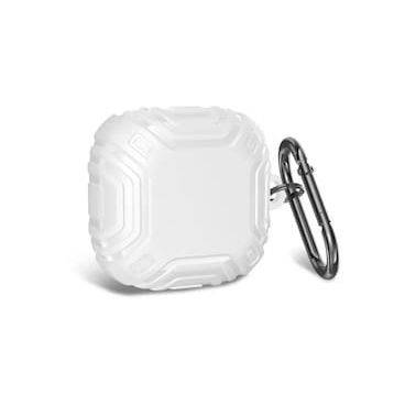 Gpack Samsung Galaxy Buds 2 Pro Sert Silikon Çizgi Desenli Kancalı SF19 Beyaz Kılıf